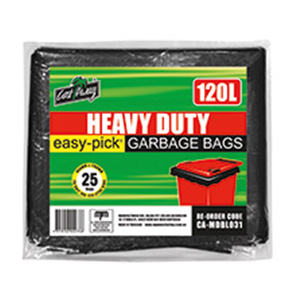 Pack 25 Bin Liners 100-120Lt Heavy Duty - Black Cast Away Or 10 Packets