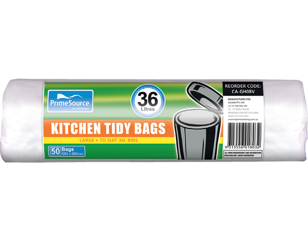 Kitchen 50 Tidy Bin Liner 36 Litre Large White Flat