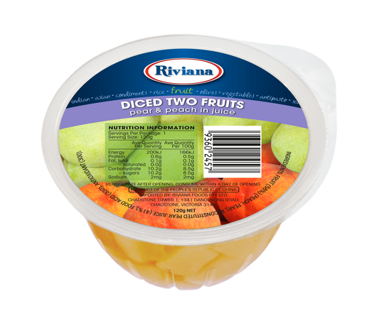 TWO FRUITS DICED CUPS IN NATURAL JUICE 48 X 120GR