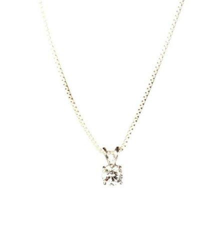 Solid White Gold Round Diamond Pendant Claw Set 18Ct Elegant Jewellery