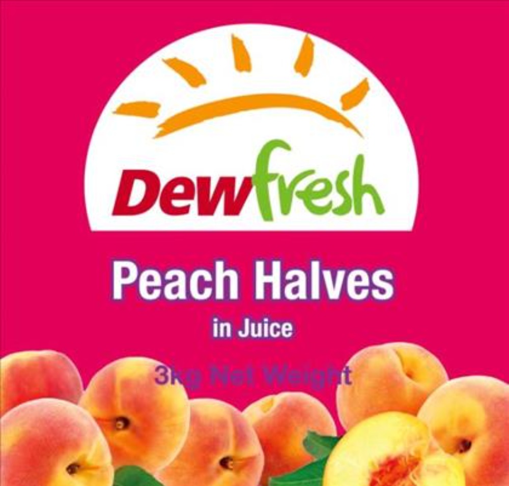 Dewfresh Peaches Halves In Juice 3Kg